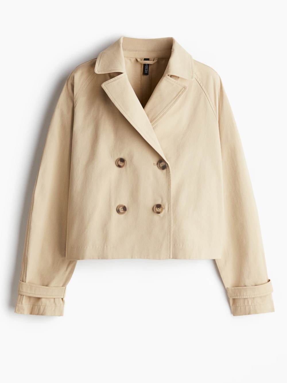 Divided Cropped Double-Breasted Tan Trench Jacket